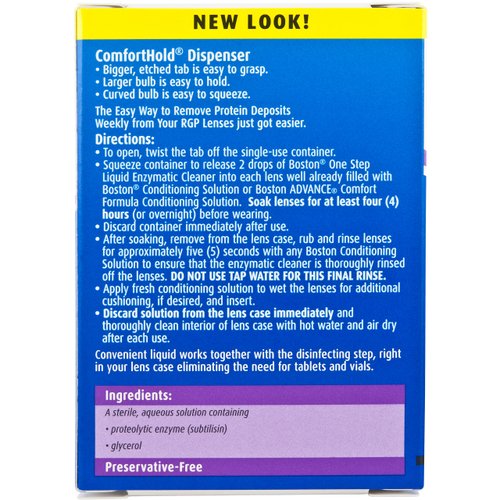 Contact Lens Solution by Boston, One Step Liquid Enzymatic Cleaner, Protein Remover, for Gas Permeable Contact Lenses, 12 Single Use Dispensers