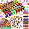 Halloween Party Favors for Kids Toys 264pcs Halloween Prizes Bulk for Kids, Halloween Goody Bag Fillers including Stamper Tattoos Slap Bracelets Rubber Bracelets Treats Non Candy Party Supplies