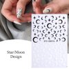 Nail Art Stickers Decals, Self Adhesive Nail Stickers Nail Art Supplies Black White Nail Designs 3D Checkerboard Flame Star Moon Smile Line Nail Stickers for Acrylic Nails Women Manicure Decorations