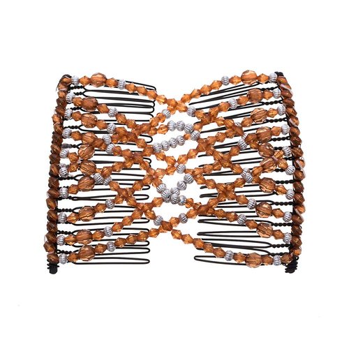 LOVEF 4Pcs Fashion Magic Beads Elasticity Double Hair Comb Clip Stretchy Hair Combs Clips