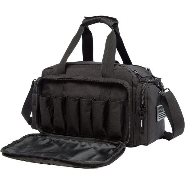 AIRTTUZ Range Bag | Gun Range Duffle Bag for Handguns and Ammo ,USA Flag Patch Included. (Black)