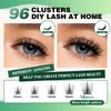 Lash Clusters 96pcs Individual Lashes D Curl 10mm Eyelash Clusters KEYYOU Volume Wispy Lash Extension Soft&Comfortable Easy DIY at Home(Y09,D-10mm)