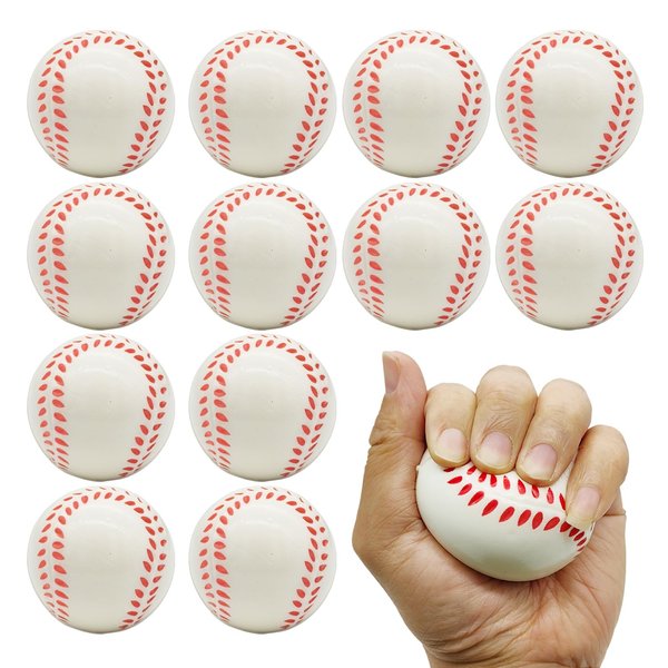Urspasol 12-Pack Baseball Stress Balls 2.5 Inch Soft Foam Squeeze Baseball for Party Decorations, Favors & Anxiety Relief - Great for Hand Exercise, Team Building Gifts, and School Rewards