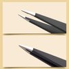 2-Pack Tweezers for Eyebrows, Facial Hair, Ingrown Hair Removal, Slant and Point Tip Tweezer Set for Women and Men, Professional Stainless Steel Precision Eyebrow Plucking Grooming with Case - Black