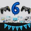 Navy Blue Video Game Party Supplies Boys 6th Birthday Party Decorations- 2 Packs Game On Balloons with Dark Blue Number 6 Balloon