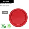 Red Plastic Plates 7 Inch - 50 count - Plastic Solid Round Party Plates For Weddings, BBQs, Birthday Plates - Disposable Red Plates - Plastic Dessert Plates