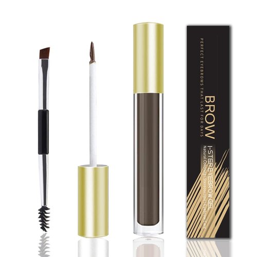 Eyebrow Gel, Tinted Brow Pen, Btow gel Upgraded to 72 Hours Long Lasting, Smudge-Proof, Sweat Resistant, Natural, Waterproof, with Brush, 5g (4# BLACK BROWN)