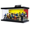 Minifigure Display Case with LED Lights - Clear Dustproof Acrylic Display Box - Removable and Freely Assembled Brick Base (Yellow)