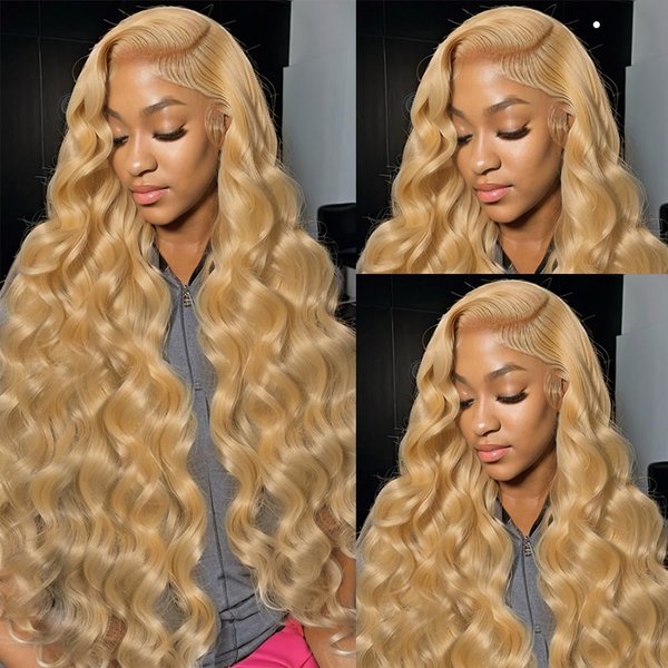 Saxio Honey Blonde HD Lace Front Wig Human Hair Pre Plucked With Baby Hair Body Wave Blonde Lace Front Wigs Human Hair 180% Density Honey Blonde Wig Human Hair 13x4 Lace Frontal Wigs 26 Inch