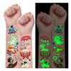 Partywind Glow Temporary Tattoos for Kids Party Favors, 380 Mixed Styles Tattoo Stickers Include Dinosaur Mermaid Pirate Shark, Glow Party Supplies for Kids Goodie Bags - 30 Sheets