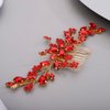 Chargances Bridal Wedding Crystal Hair Comb Handmade Flower Gemstone Hair Side Comb Red Rhinestone Headpiece Bridal Hair Accessories for Wedding Prom Flower Girl (Red)
