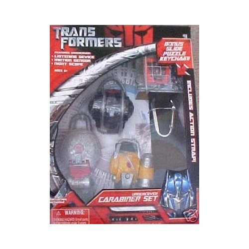 Transformers Undercover Carabiner Set (Listening Device, Motion Sensor, Night Scope) with Bonus Slide Puzzle Keychain and Action Strap!