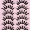 DSLONG 10 Pairs Manga Lashes Wet Look Lashes Effect Cat Eye Lashes Extension Spiky Mink Lashes Japanese Cosplay Styles Anime Fake Eyelashes Reusable