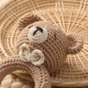 Wooden Baby Rattle Crochet Bear Baby Toys Handmade Newborn Toy Early Development Grips Stuffed Animal Organic Rattle (Bear)