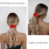 Jaciya 12 Packs Red Hair Scrunchies Satin Scrunchy Elastic Band Hair Bobbles Scrunchies Hair Ties Ponytail Holder Hair Accessories for Women Girls