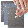 8Sheets Moon Star Nail Art Stickers 3D Self-Adhesive Metallic Sun Nail Decals Holographic Laser Glitter Nail Art Design Stickers Stars Sun Silver Nail Stickers for Women Acrylic Nail Decor Charms DIY
