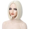 WTHCOS Platinum Blonde Bob Wigs for Women Short Straight Blonde Hair Wig Light Blonde Bob Wigs Side Part Cosplay Wig Heat Resistant Natural Looking Synthetic Wigs (Platinum Blonde)