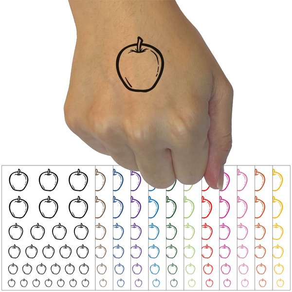 Juicy Apple Fruit Summer Harvest Teacher Temporary Tattoo Water Resistant Fake Body Art Set Collection - Red (One Sheet)