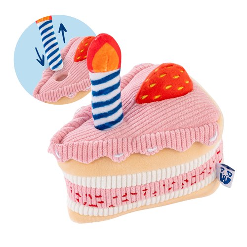 Birthday Cake Interactive Dog Toy - Interactive Pet Toy - Cute Unique Design Party Birthday Gift - Small Medium Dogs - Chew Resistant for Teething Puppy - Fun Plush Toy with Squeaker (Pink)
