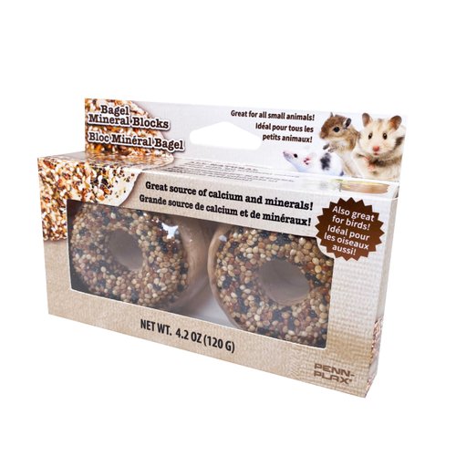 Penn-Plax Bagel Mineral Blocks for Small Animals – Great Source of Calcium – Perfect for Hamsters, Gerbils, Gunina Pigs, Ferrets, Rabbits, Mice and More – 2 Pieces