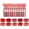 10 Colors Lip Tint Stain Set,Tint Stain Plumping Mini Liquid Lipstick, Watery Finish Lip Tint Stain Korean Lip Gloss,Long lasting Non-Stick Cup Waterproof, High Pigment, Vivid Color, Lip Tint Makeup