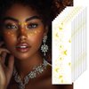 Gold Glitter Freckles Temporary Face Fake Tattoos For Women, Sparkle Waterproof Makeup Patches, Glow Up Faux Butterfly & Love Heart Speckles - 10 Count
