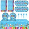 chiazllta Science Party Supplies Tableware Set for 20 Guests Little Scientist Party Birthday Plates Laboratory Party Decorations Includes 7inch Plates, Napkins, Tablecloth