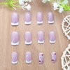 Glue on Nails Medium Length Press on Nails Square Acrylic Nails White French Tip Fake Nails Press ons Pink Full Cover Stick on Nails Flower Golden Leaves Design Artificial Nails for Girls 24Pcs