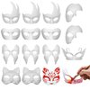 PARAOR 16PCS DIY White Masquerade Mask Paintable Paper Mache Mask White Half Face Masks for Mardi Gras Cosplay Masquerade Dance Party Halloween