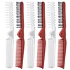 Qjaiune 6PCS Travel Foldable Hair Comb and Brush Set - Anti-Static Mini Pocket Plastic Combs, Double Headed Plastic Hairdressing Tool for Men and Women (White + Burgundy)