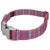 Country Brook Design - Bubblegum Pink Plaid Premium Dog Collar & Leash - Small