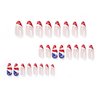 24Pcs 4th of July Press on Nails Medium Almond Independence Day Fake Nails Red Glitter French Tip False Nails with Star Designs Full Cover Stick on Nails Acrylic Patriotic Artificial Nails for Women