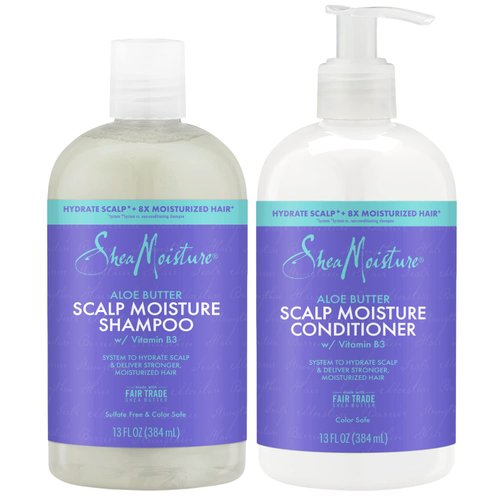 SheaMoisture Dry Scalp Shampoo and Conditioner Set with Aloe Butter & Vitamin B3 - Curly Hair Treatment, Hydrating and Repairing, 13 Oz Each
