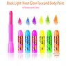 Glow in The Black Light Face & Body Paint, Neon Glow Fluorescent Face Paint Crayons for Halloween Club Makeup Xmas Glow Party