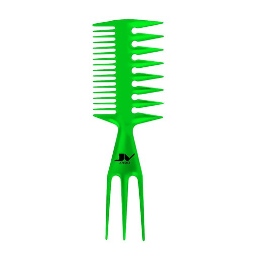 JV PRO Wide Tooth Comb with Ergonomic Texture Comb Design for Effortless Detangling and Styling - Ideal Teasing Comb for Curly, Thick, and Textured Hair Types (Green)