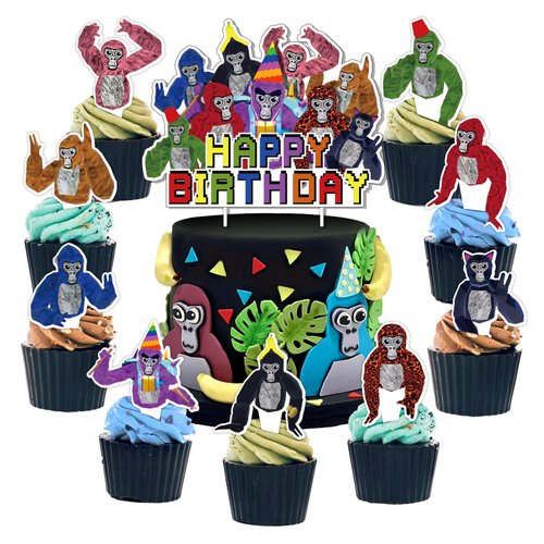 Gorilla game Party Decoration, Gorilla game Cake Toppers, VR Game Theme Party Cupcake Toppers Decoration, Gorilla Birthday Cake Decorations,Gorilla Party Supplies