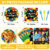 gisgfim Building Blocks Party Tableware Set Colorful Blocks Theme Birthday Party Decorations Blocks Party Table Supplies Includes 7inch Plates, Napkins, Tablecloths Serves 20