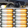 EEEKit 10 Pack LED Emergency Strobe Lights, Amber White 6 LED Strobe Warning Emergency Flashing Light Caution Construction Hazard Light Bar for Car Truck Van Off-road Vehicle ATV SUV Surface Mount