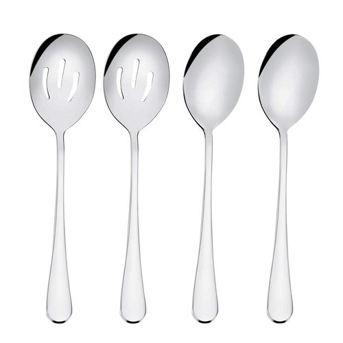 AXIAOLU Serving Spoon Sets, Includes 2 Serving Spoons and 2 Slotted Serving Spoons, 8 3/4" Stainless Steel Buffet Banquet Spoons