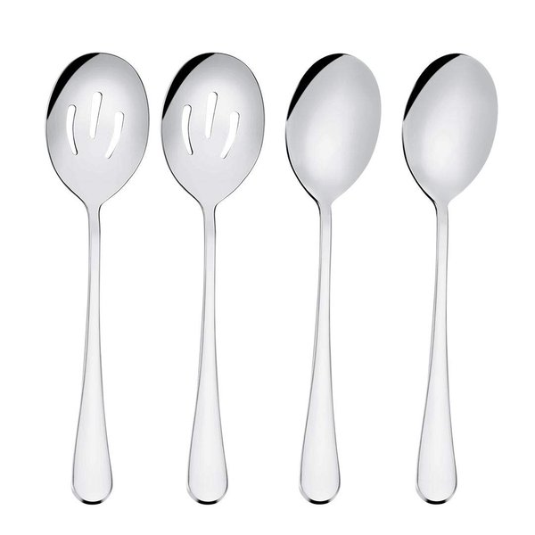 AXIAOLU Serving Spoon Sets, Includes 2 Serving Spoons and 2 Slotted Serving Spoons, 8 3/4" Stainless Steel Buffet Banquet Spoons