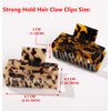 2 Pcs Rectangle Tortoise Claw Clip For Thick Hair,Cutout Medium Hair Clips For Women,Leopard Square Hair Jaw Clips Non Slip