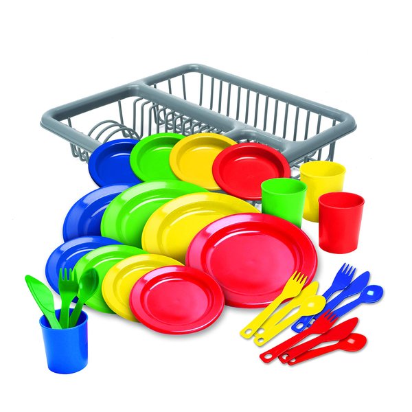 Kidzlane Kids and Toddler Dishes - Kids Play Kitchen Accessories Set - Dishwasher Safe Plastic Play Dishes - Kitchen Toys - Toy Plates and Dishes for Kids Kitchen Set