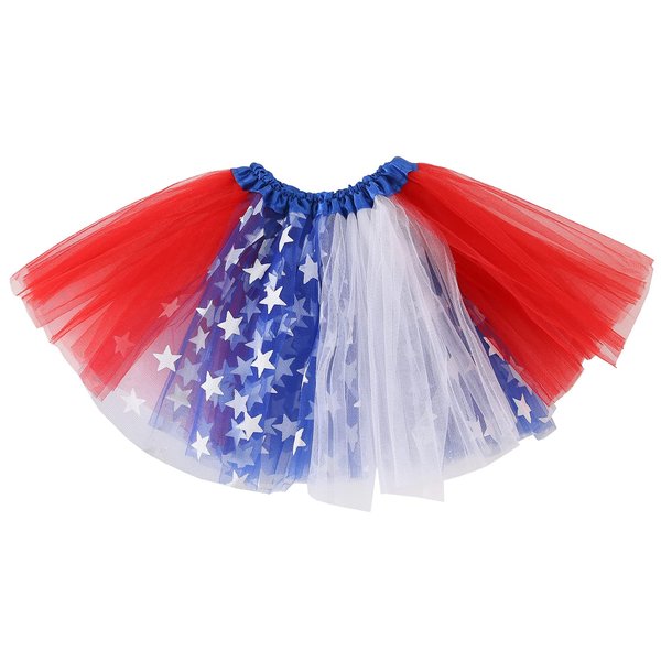 4th of July Tutu Tulle Skirt for Girls Women, Red White Blue Tutu Skirt Kids Adult Independence Day Patriotic Costume Unisex (US, Alpha, Medium, American -B)