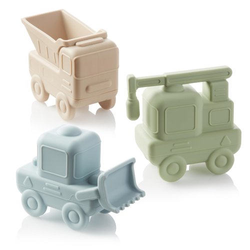 Ali+Oli Squirt Silicone Bath Toys (3pc) Construction Set | BPA-Free Food-Grade Silicone, Easy to Clean, Dishwasher Safe for Toddlers, Phthalate-Free