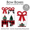 Big Dot of Happiness Holiday Plaid Trees - Square Favor Gift Boxes - Buffalo Plaid Christmas Party Bow Boxes - Set of 12