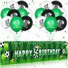 RUMIA Soccer 8th Birthday Party Decorations Soccer Happy 8th Birthday Yard Banner and 18PCS Sport Themed 8th Birthday Balloons for Boys Kids Soccer Football 8th Birthday Anniversary Party Supplies