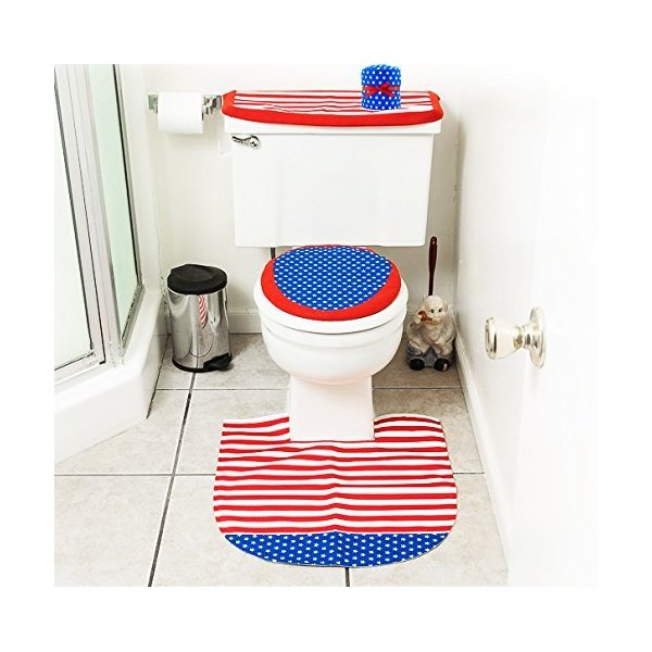 Lexi Home Patriotic Toilet Seat Cover & Rug Bathroom Accessory Set