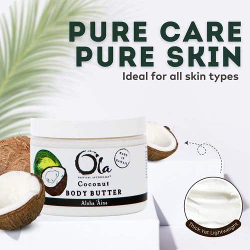 Tropical Apothecary Coconut Body Butter – Moisturizing with Pure Coconut Oil and Hawaiian Plant Extracts - Ideal for Dry Skin - 2.1oz