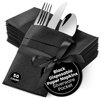 AH AMERICAN HOMESTEAD Linen Feel Paper Dinner Napkins with Silverware Pocket - 16"x15.5" Bulk Disposable Napkins, Elegant Linen Like Style Hand Towel Napkins for Dinner Parties Weddings - Black 50ct