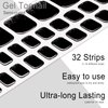 Wekcekcek Semi Cured Gel Toenail Strips, 32 Silver Black Gel Toenail Stickers - Works with Any Nail Lamps Gel Pedicure Strips Full Nail Wraps with Nail File & Wood Stick